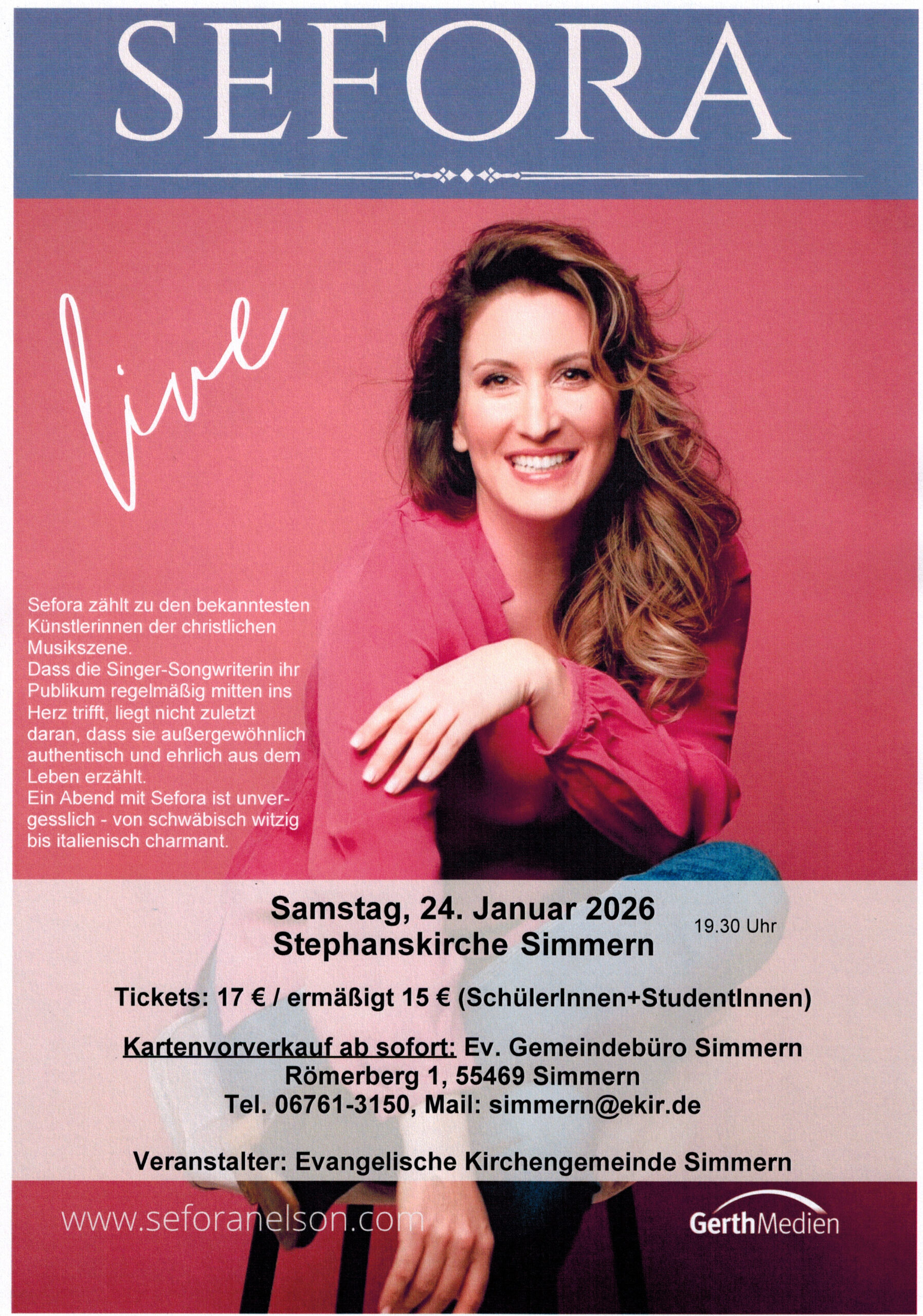 Kartenvorverkauf für das Konzert von Sefora Nelson am 24. Januar 2026 hat begonnen