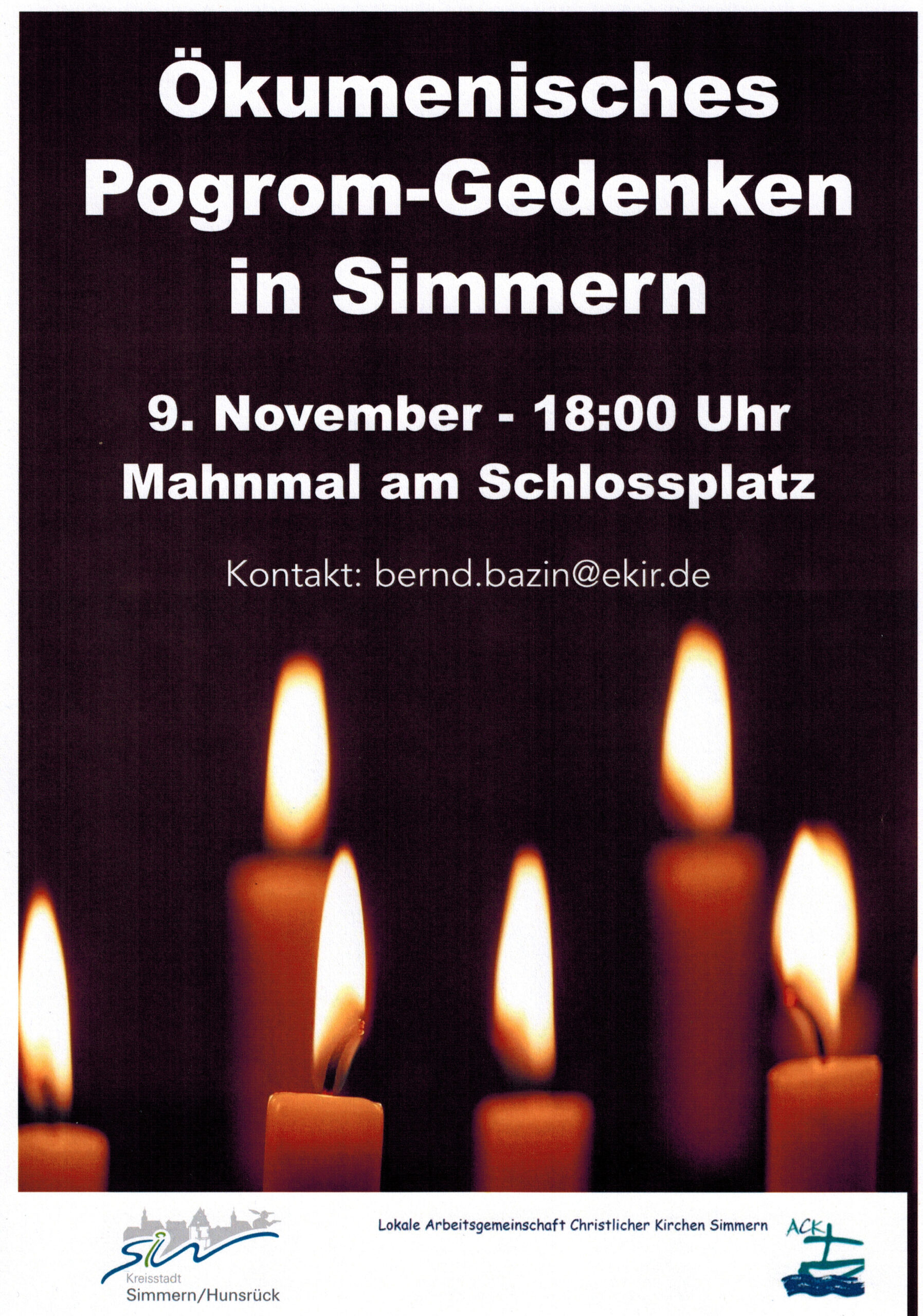 Ökumenisches Pogrom-Gedenken in Simmern am Mahnmal am Schlossplatz