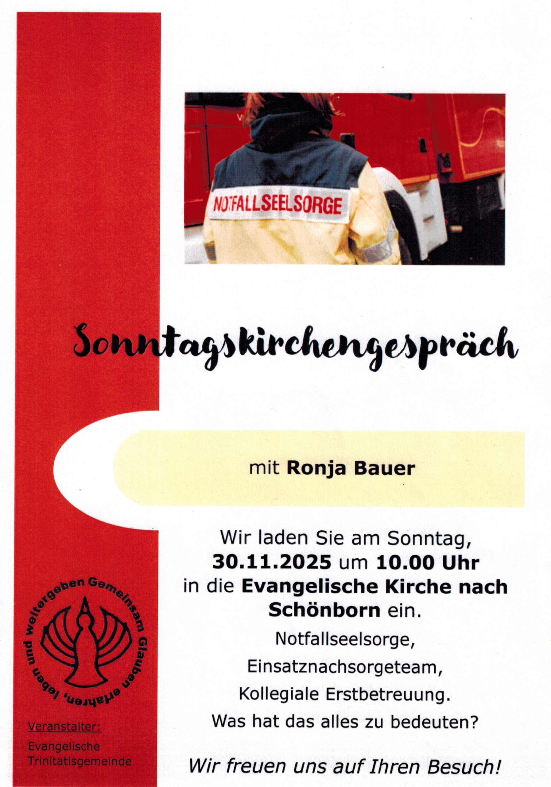 Sonntagskirchengespräch mit Ronja Bauer in der Ev. Kirche in Schönborn