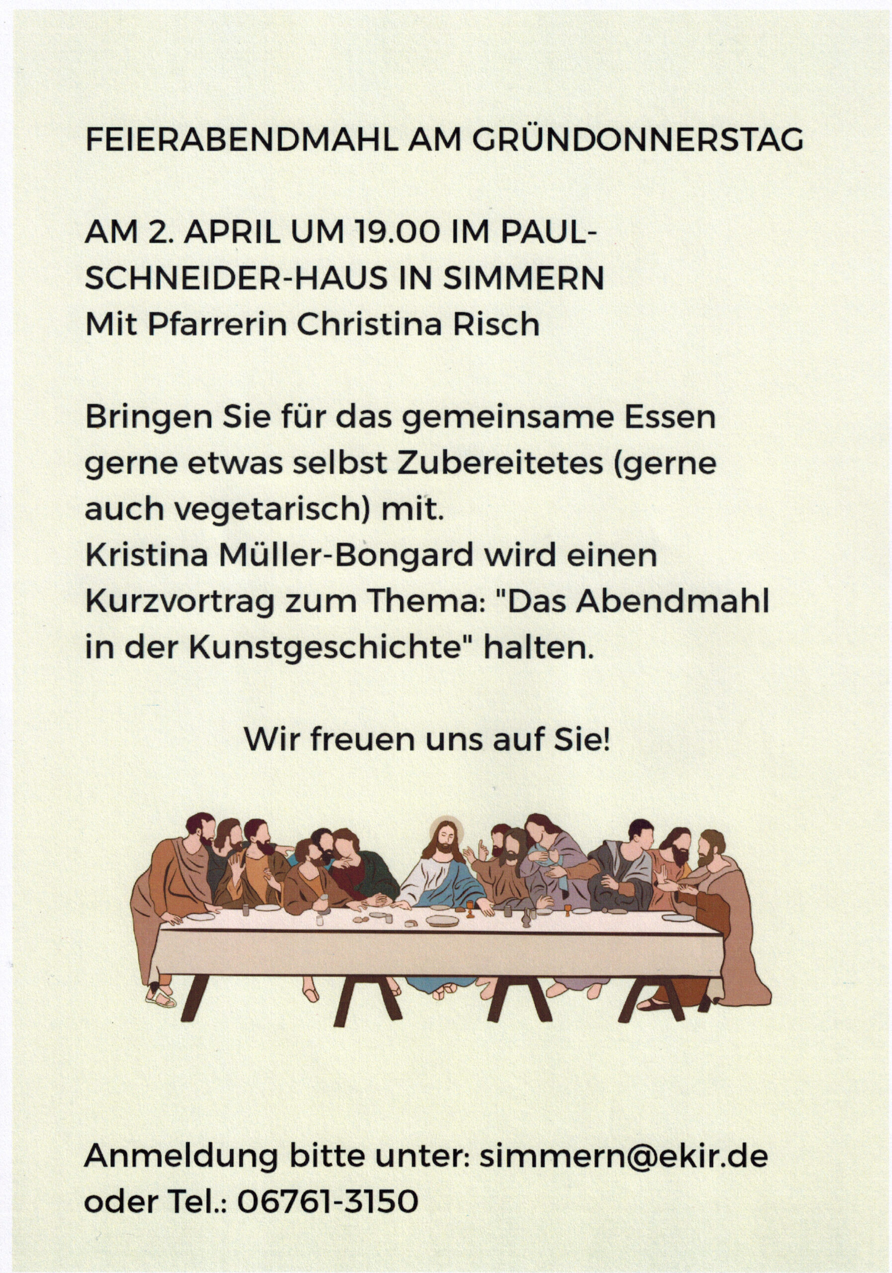 Feierabendmahl am Gründonnerstag im Paul-Schneider-Haus
