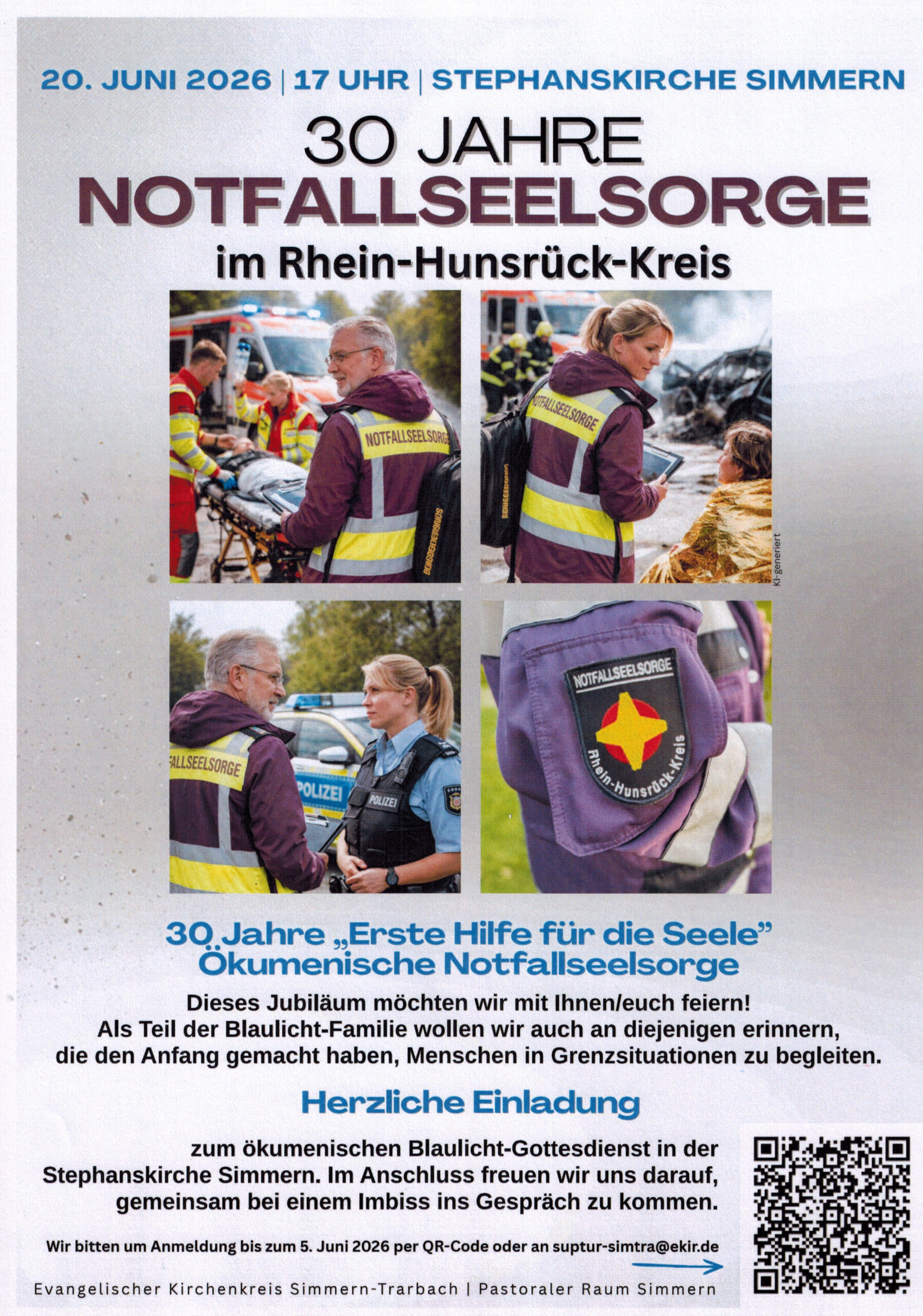 30 Jahre Notfallseelsorge im Rhein-Hunsrück-Kreis, Ökum. Blaulicht-Gottesdienst in der Stephanskirche