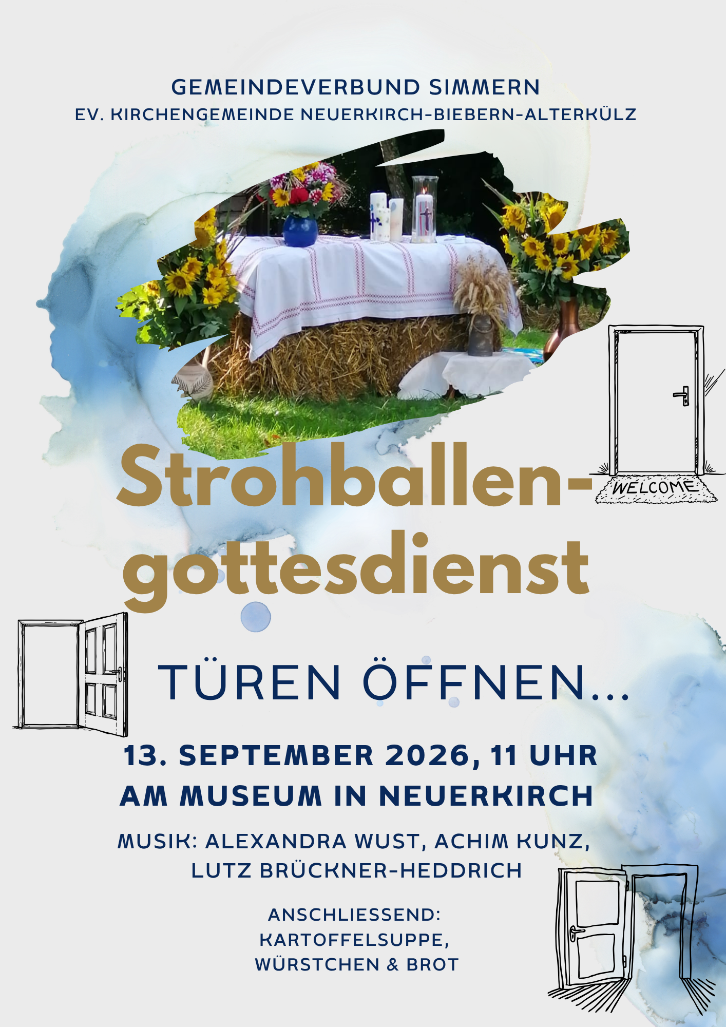 Strohballengottesdienst am Museum in Neuerkirch
