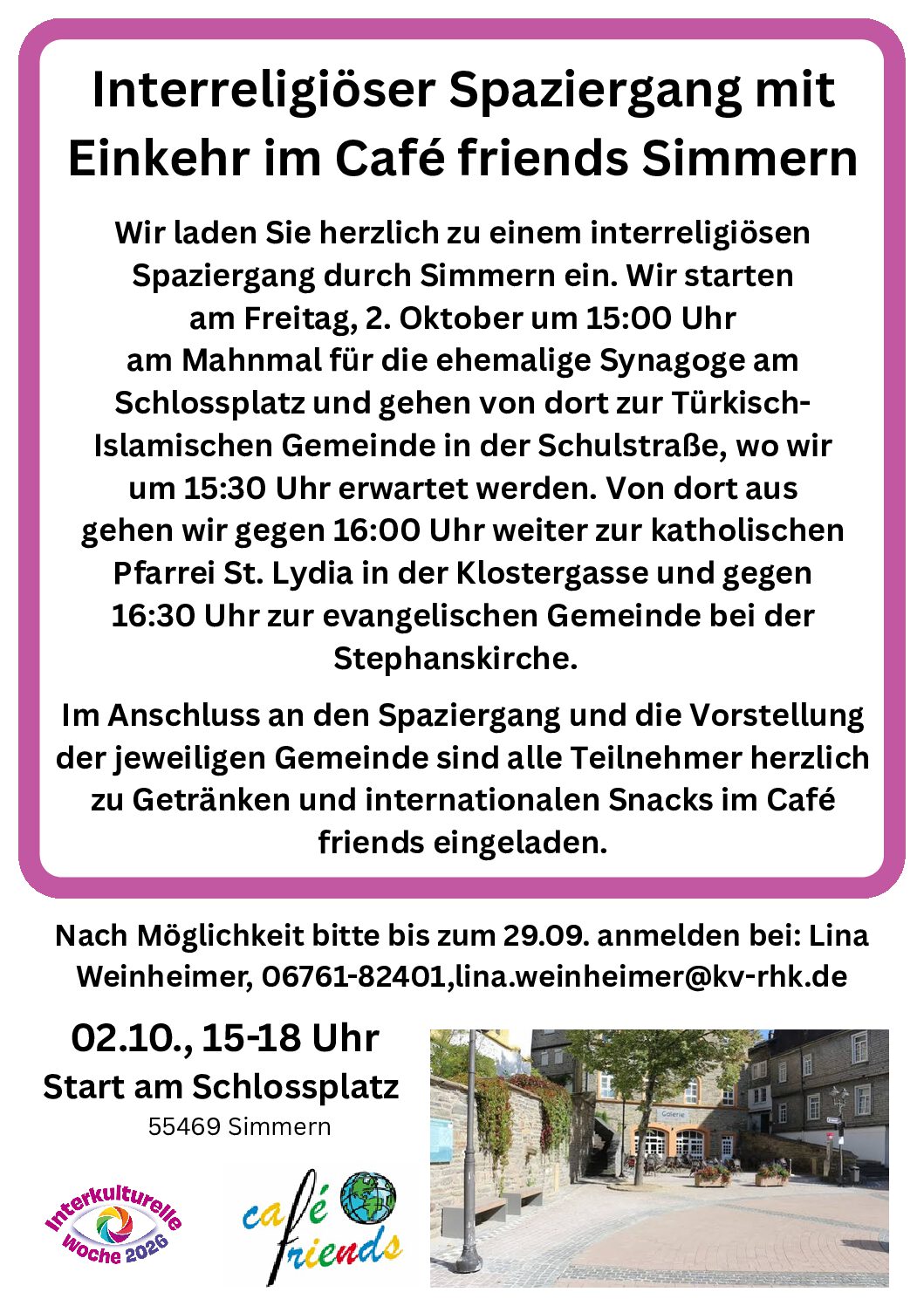 Interreligiöser Spaziergang mit Einkehr im Café friends Simmern