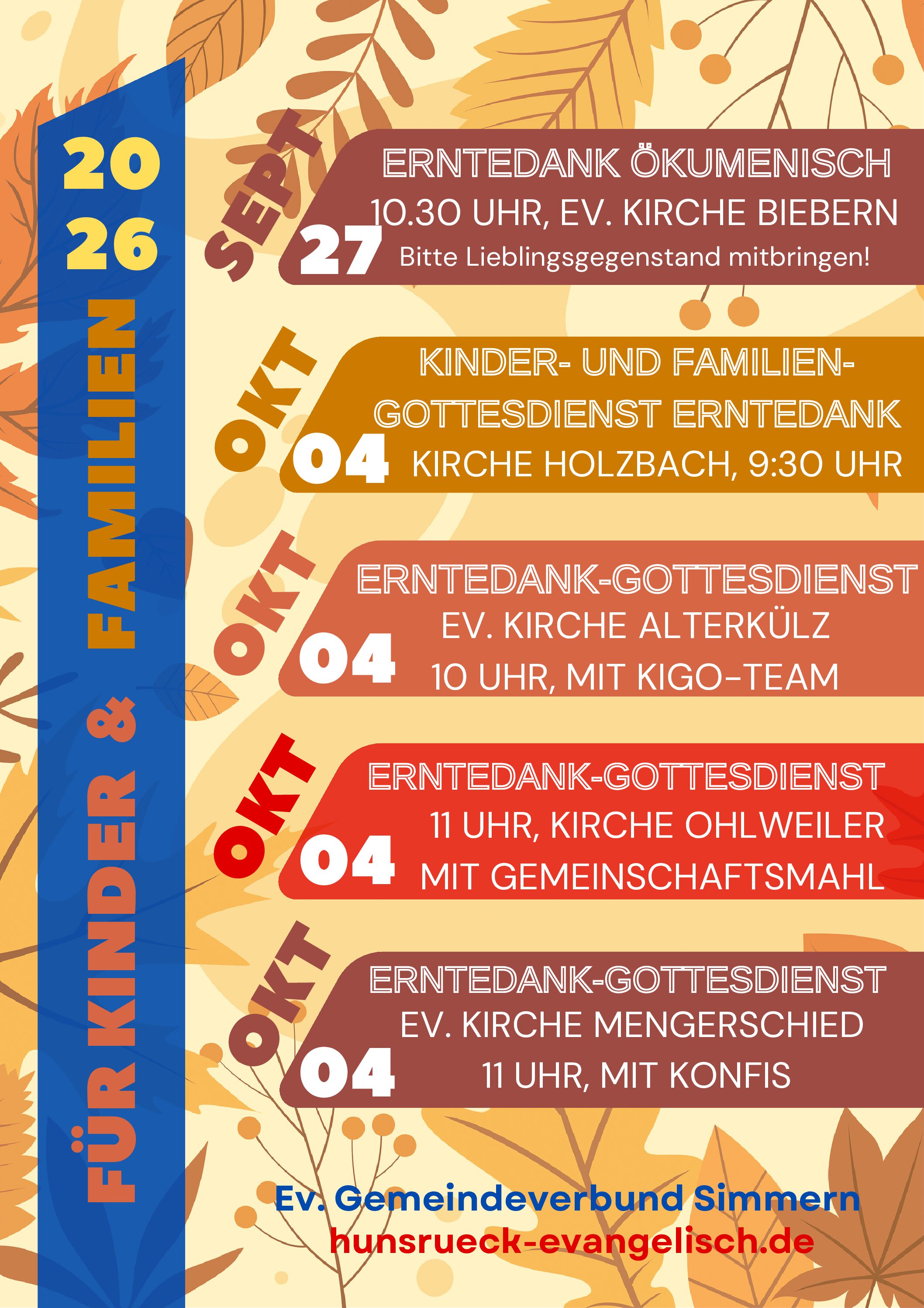 Erntedankgottesdienste für Kinder & Familien